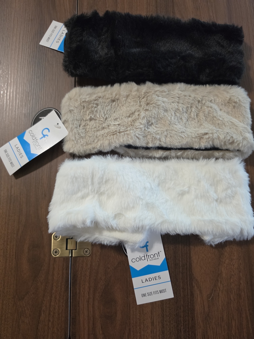 Faux Fur Headband - Black, Beige, White